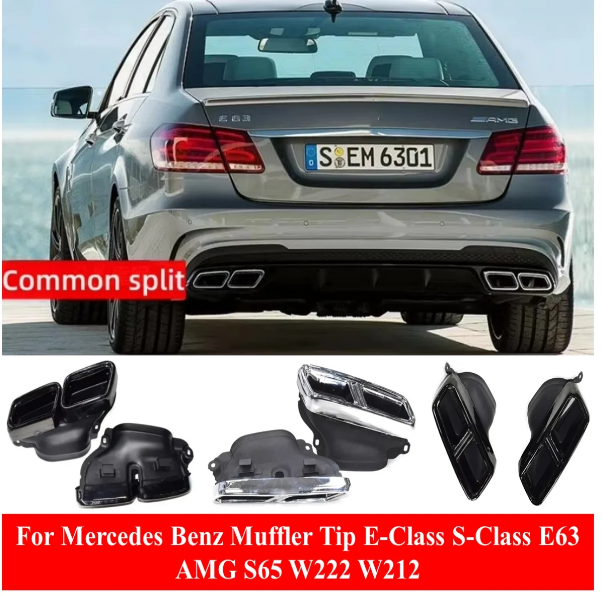 

For Mercedes Benz Muffler Tip E-Class S-Class E63 AMG S65 W222 W212 Upgrade Rectangle Exhaust Tail Pipe