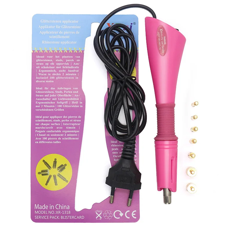 Fast Heated Hotfix Rhinestones EU/US Plue Applicator Iron-on Wand Heat-fix Tool Gun Mixed Size Hot Fix Rhinestones Glass Diamond