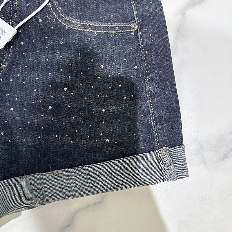 Y2k Pantaloncini di jeans con strass moda retrò donna rosa estate nuovi jeans a gamba larga a-line ultra corti per pantaloni per ragazze calde
