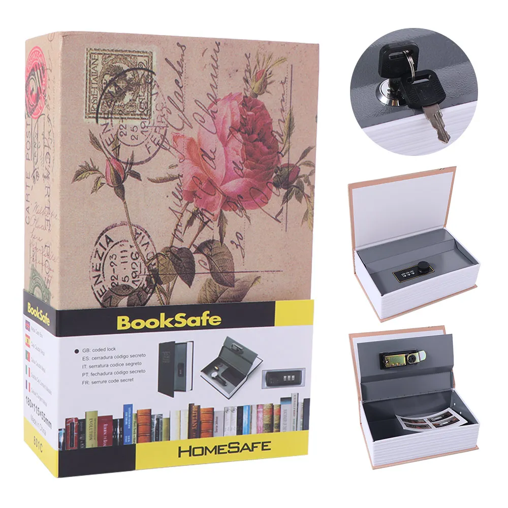Creative Book Shape Password Security Safe Box Rectangle Analog Dictionary Hidden Dictionary Book Anti theft Key Locker Office