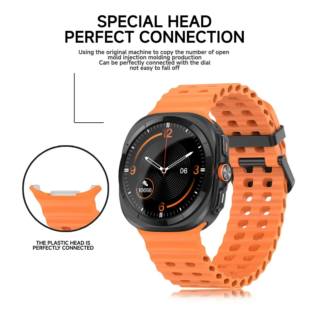 Pulseira Respirável para Samsung Galaxy Watch 7, Pulseira Inteligente em Silicone, Pulseira, Pulseira, Acessórios para Casos, Ultra, 47mm