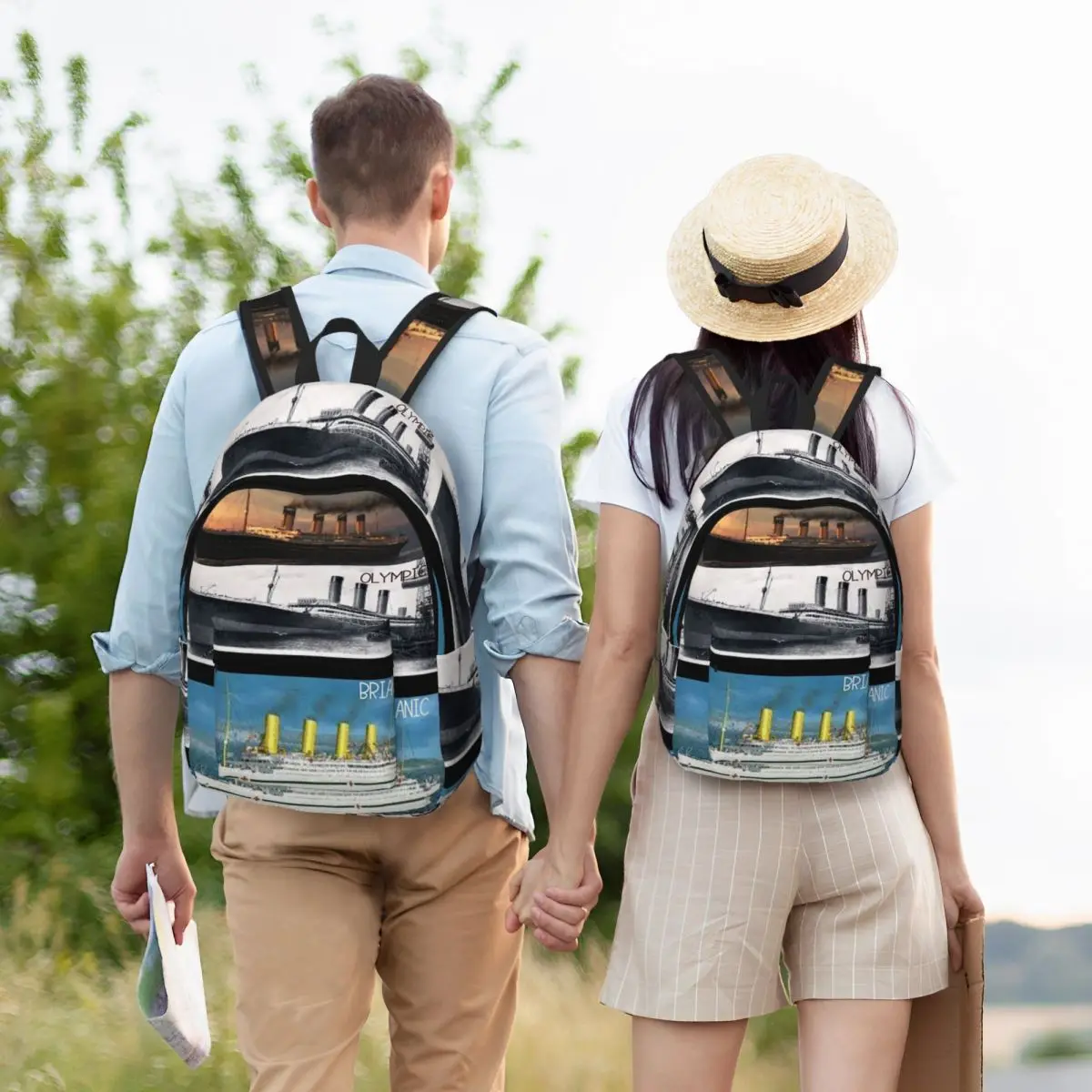 Titanic Britanic Sister Ship Iceberg White Star Liners Student Backpack School Bag Hiking Travel Daypack Bookbag Shoulder Bags
