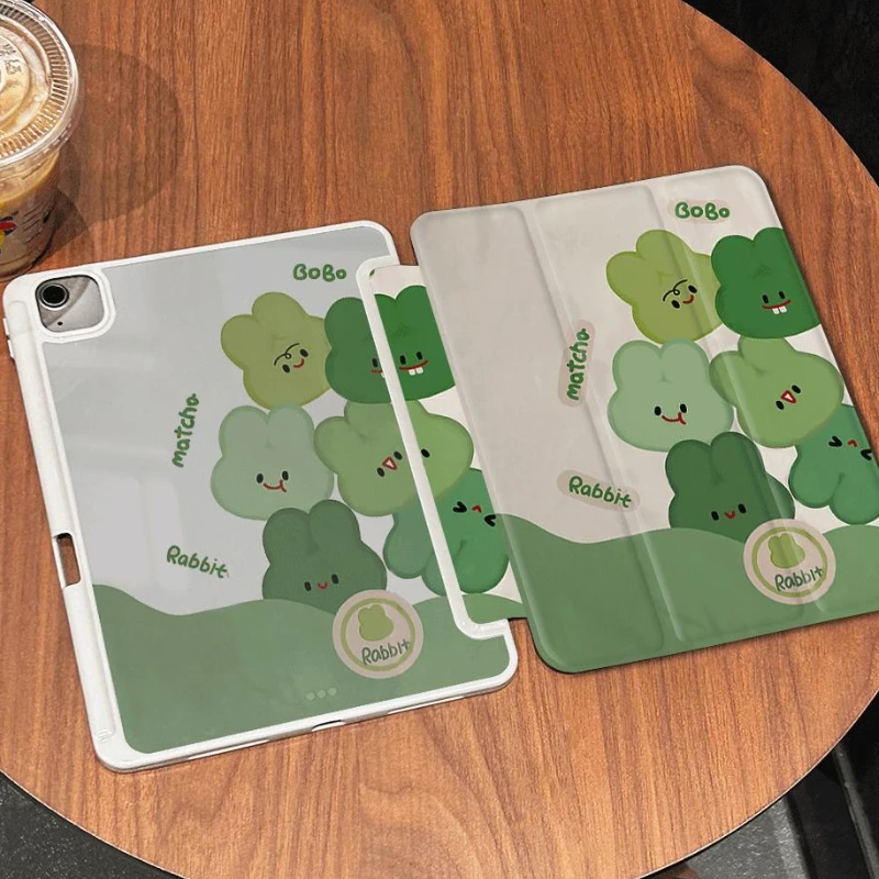 Ipad Air 3 Generation 2019 Green Rabbit Detachable Cover Pro 11 2nd 3rd 4th Ipad Mini6 8.3 Tablet Cover Simple Style 10th Funda