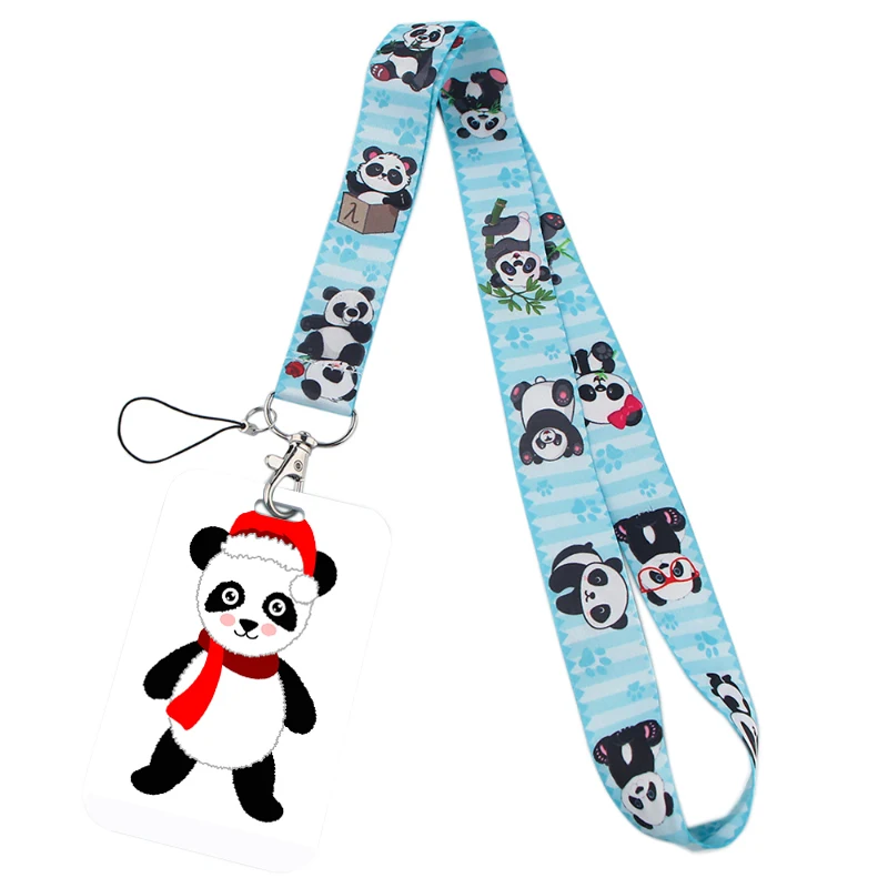 Lovely giant panda Manga  Lanyard Badge Holder ID Card Lanyards Cell Phone Rope Key Lanyard Neck Straps Keychain