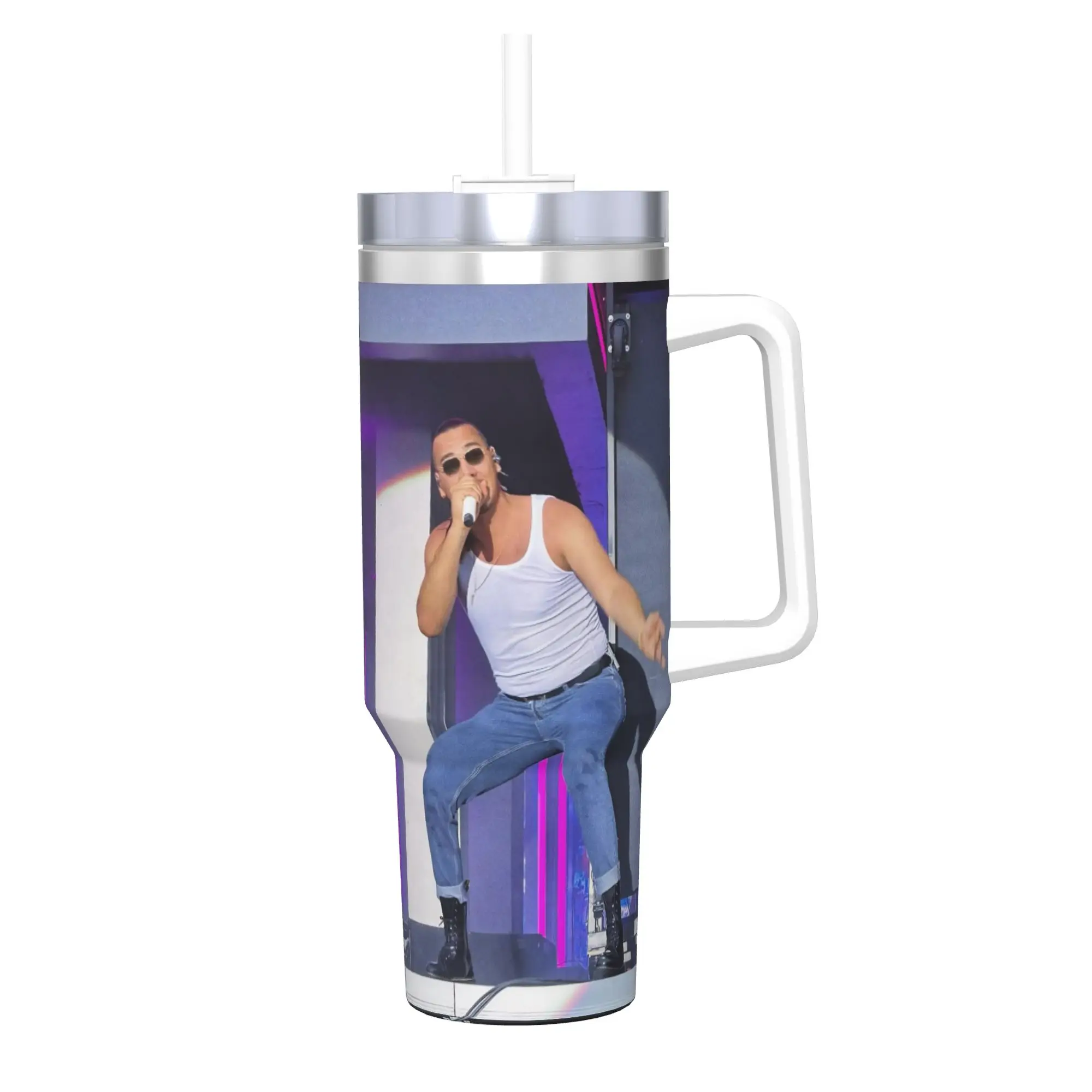 Apache207 Rapper Tumbler With Straw  Stainless Steel Tumblers Cup Double Wall Vacuum Insulated for Cold Or Hot 40oz