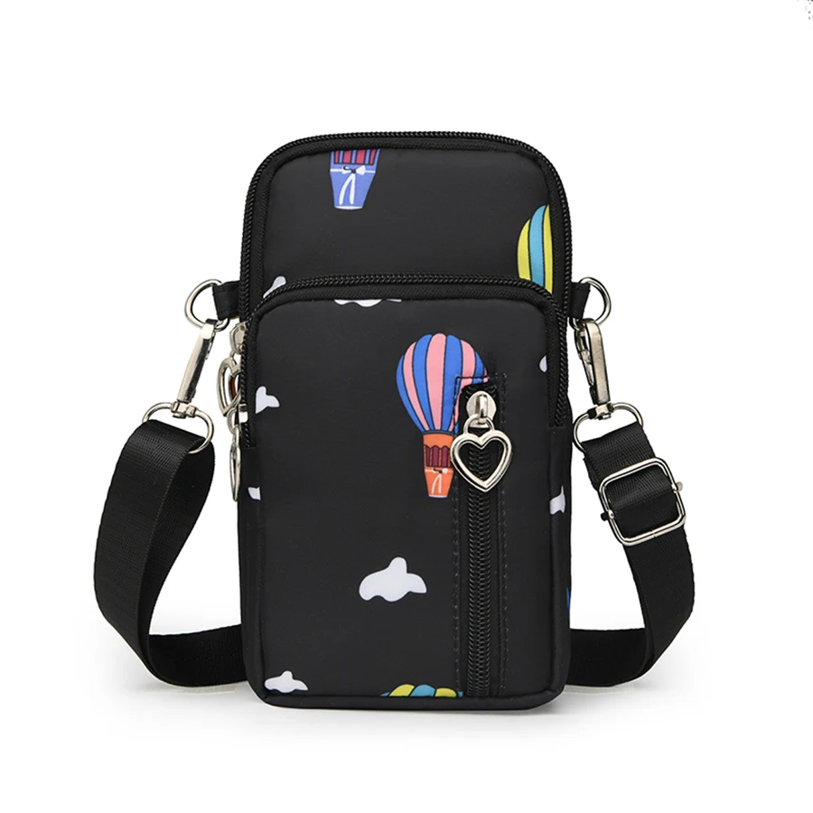 

Simple and stylish men's single shoulder bag nylon four-layer zipper mobile phone bag daily sports change purse storage bag