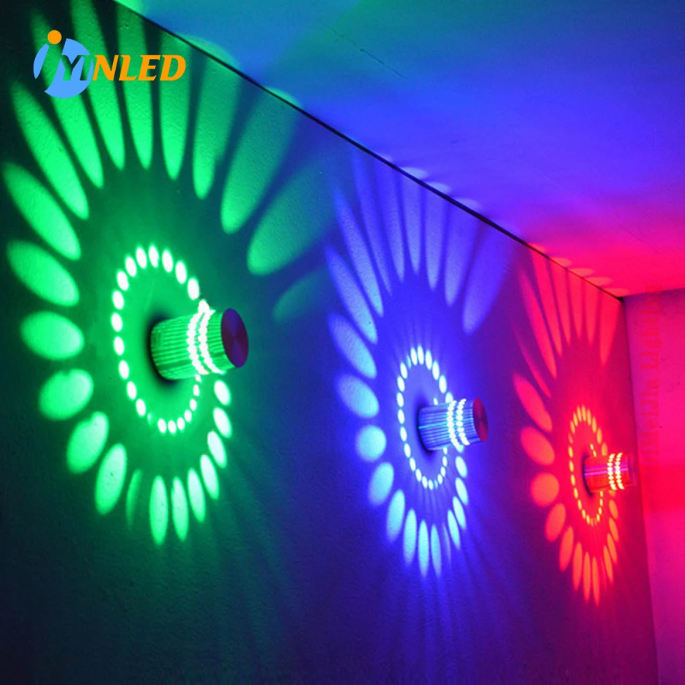 Lampada da parete a Led creativa illuminazione colorata effetto spirale luce foro a spirale Led applique da parete moderne per la decorazione KTV della barra interna