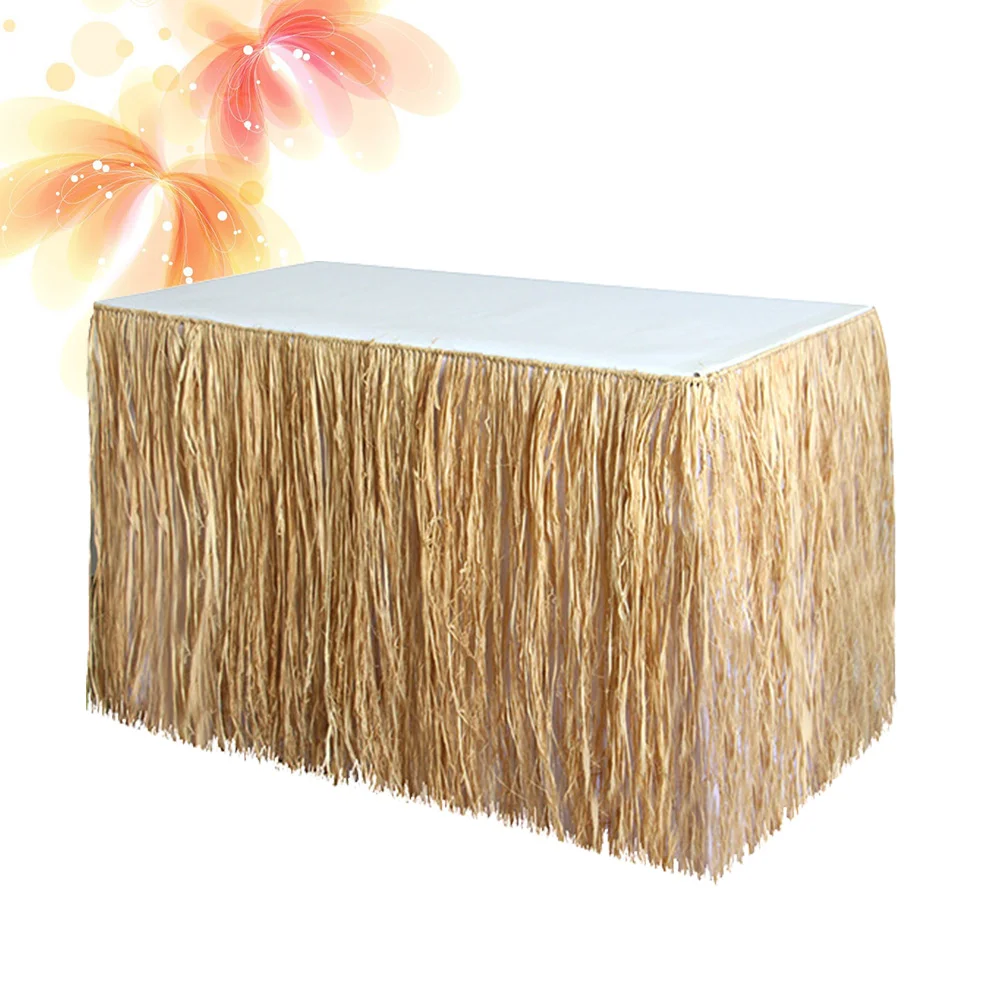 Home Decor Table Skirt Desk Party Make up for Parties Straw Pool Seaside Raffia Skirts