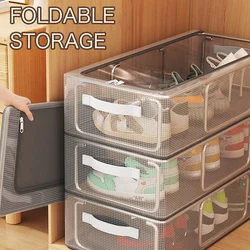 Multifunctional Transparent Shoe Container Portable Large Capacity Stackable Dustproof Shoe Organiser For Home Dorm Bedroom use