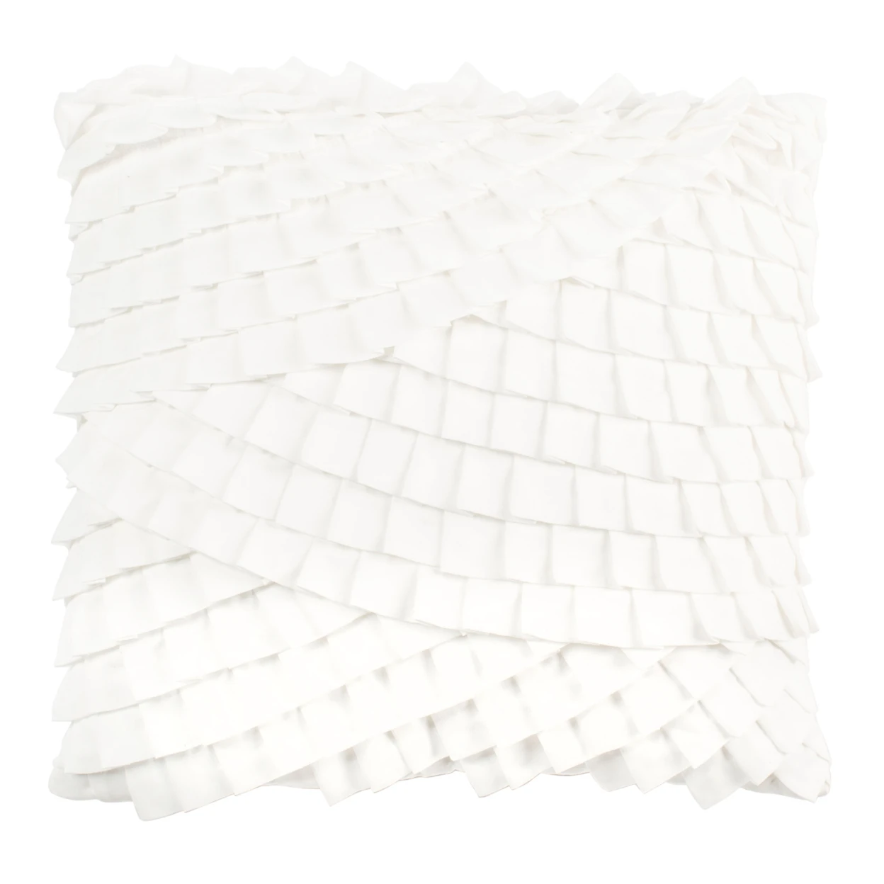 

18 inch square soft checkered plush pillow in white