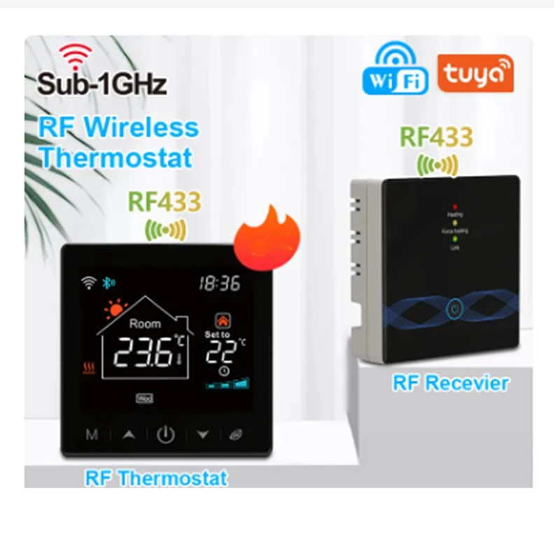 A32R-Tuya 스마트 홈 Wifi 온도 조절기 433Mhz 가스 보일러 물 난방 Alexa Google 홈용 디지털 온도 컨트롤러