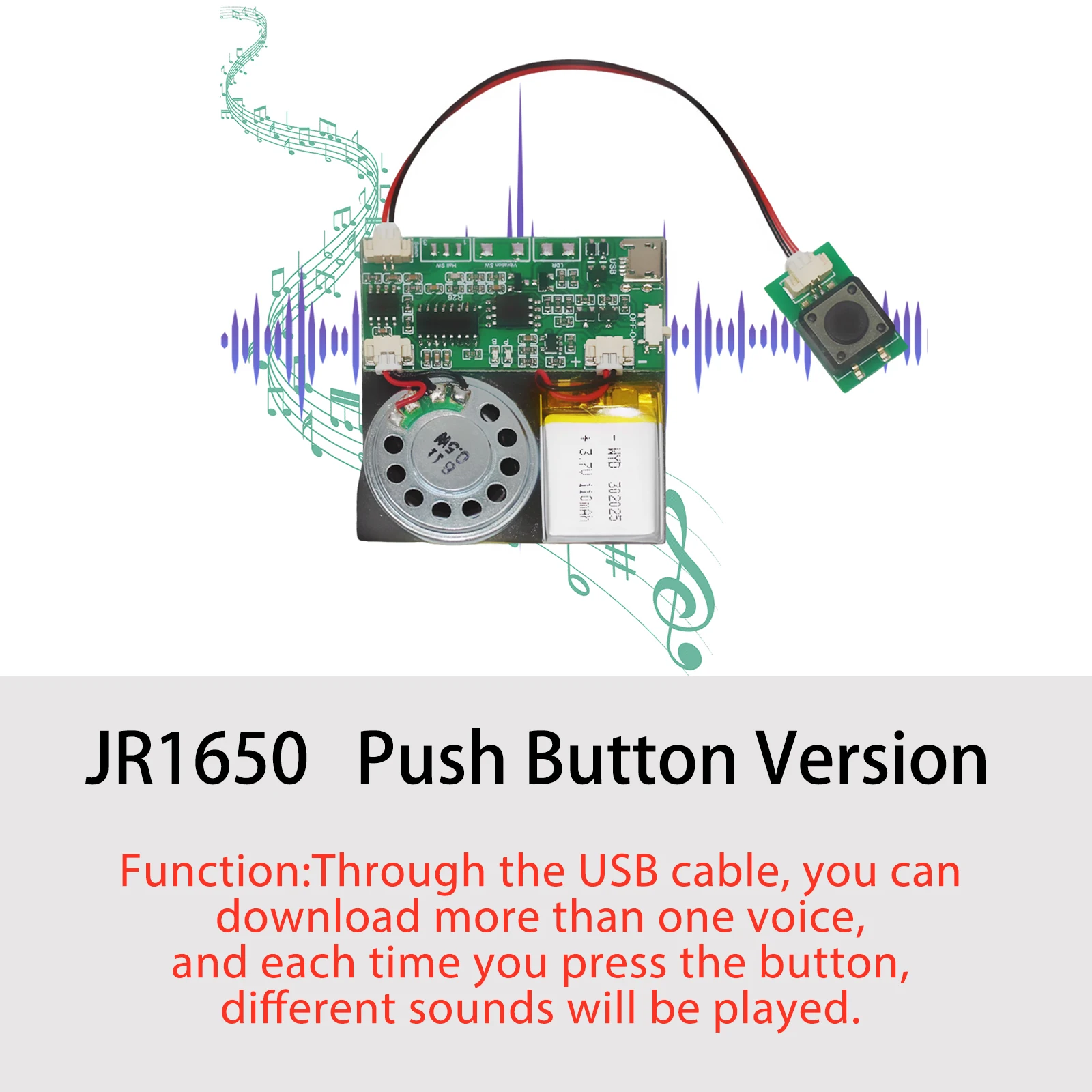 Press-button Control Activated MP3 Recordable PCB Sound Module USB Downloadable Sound Module for Greeting Cards