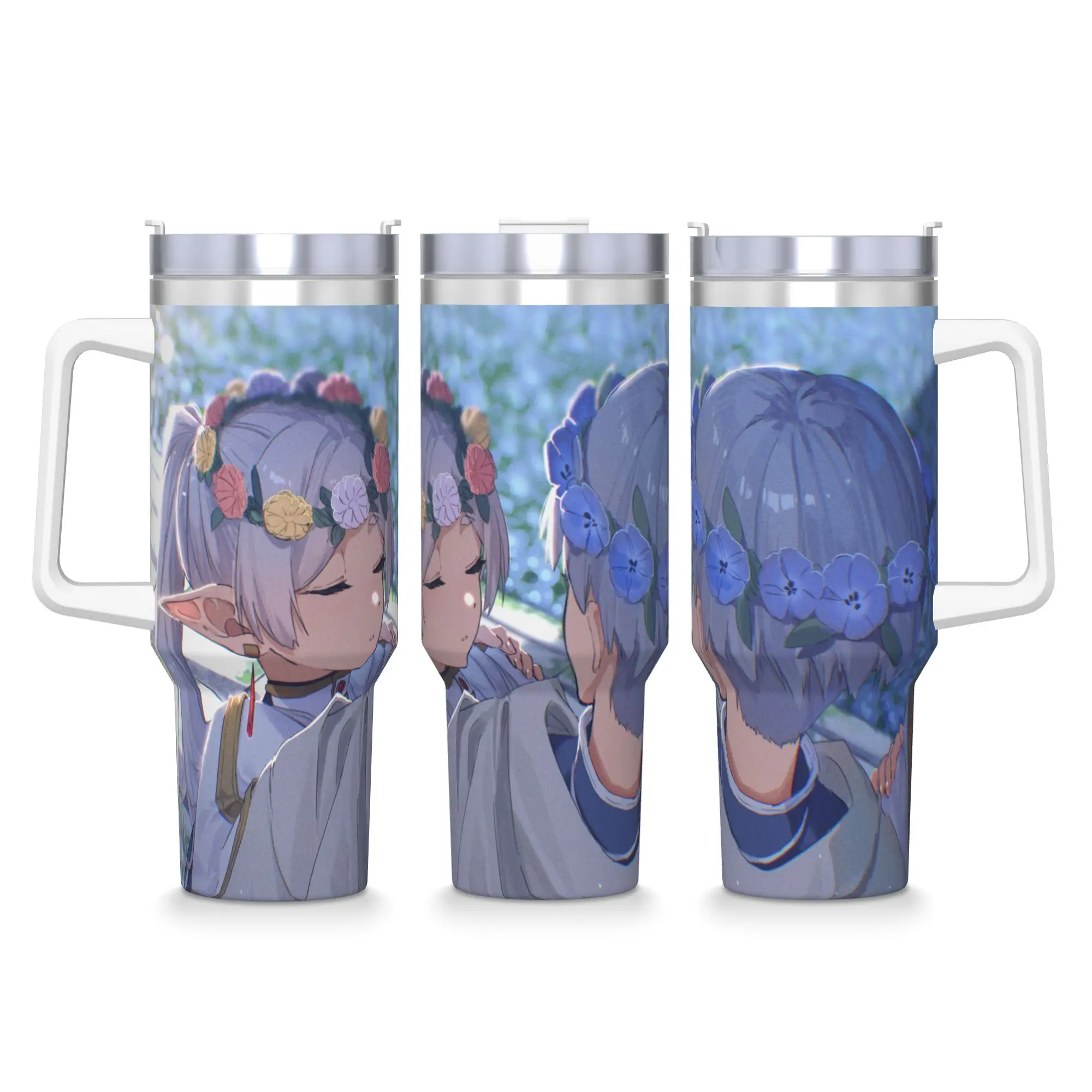 40OZ Stainless Steel Tumbler Frierens Beyond Journey's End Anime Thermal Mug  Insulated Hot Drinks Car Mugs Travel Water Bottle