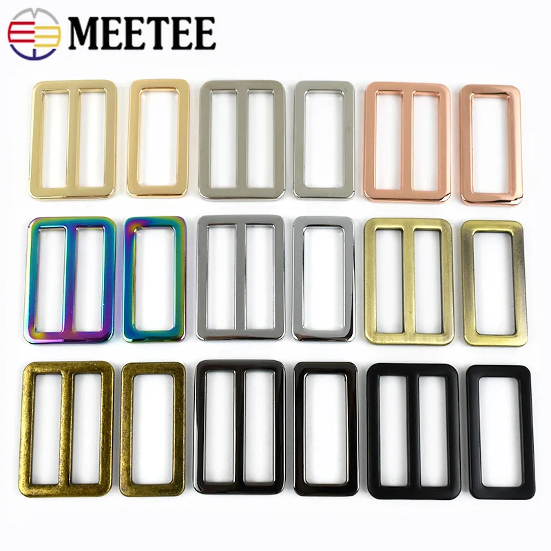 10Pcs 20-50mm Metal Ring Buckle Bag Strap Tri Glide Slider Adjuster Webbing Backpack Belt Clasp Hook DIY Hardware Accessories