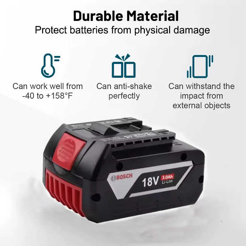 

18V 3.0Ah BOSCH Original Battery, for BAT609 BAT609G BAT618 BAT618G with BMS GDR 18-LI, GDS 18V-LI,Series of electric tool