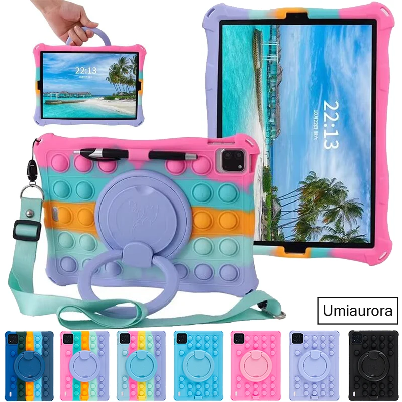 

Чехол-подставка с ручкой и ремешком для планшетов Xiaomi Pad 5, 6, 7, 8, 11.2, 6S Pro, 12.4, Redmi Pad SE 11 дюймов, 10.6 дюймов, детский силиконовый чехол-футляр с защитой от ударов