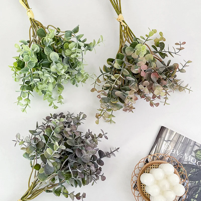 6 Zweig 36 Köpfe Eukalyptusblatt Künstliche Pflanzen Blumenstrauß für Wohnzimmer Dekoration Braut Hochzeit Vasen Blumen Blumenstrauß Dekor – Detail 16