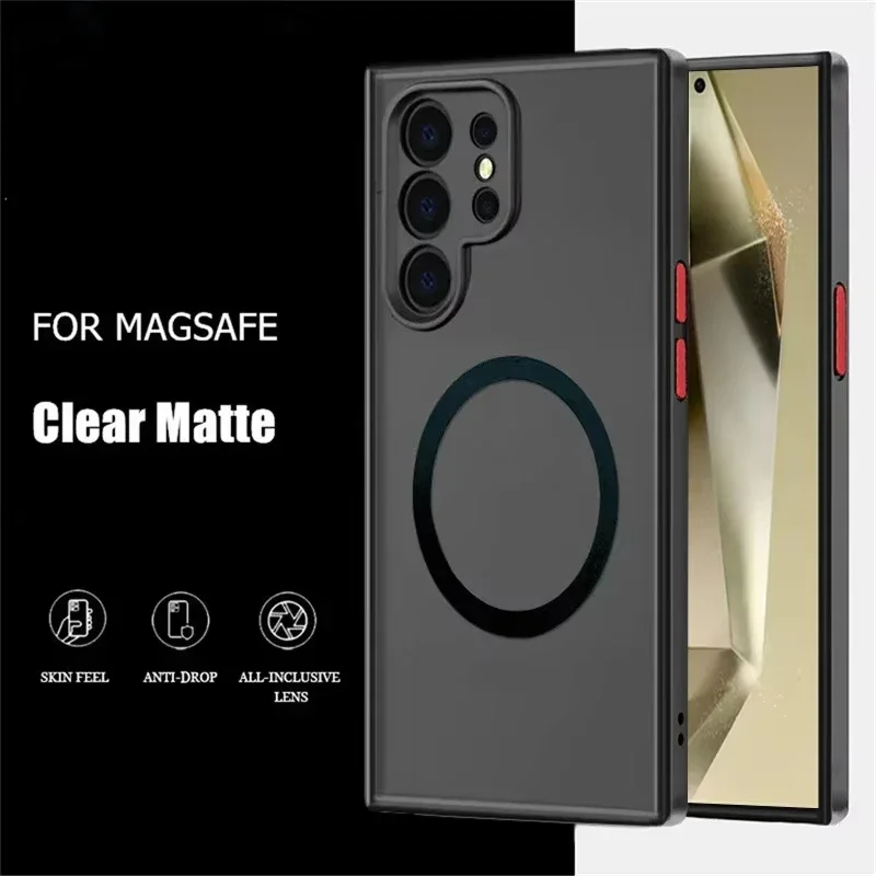 กรณีแม่เหล็กสําหรับSamsung Galaxy S25 S24 S23 S21 S20 Ultra Plus FEสําหรับMagsafeสําหรับSamsung S22 หมายเหตุ 20 Ultra 10 Plus