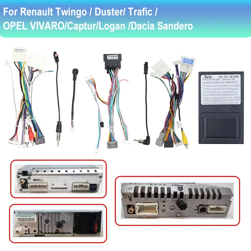 Car Radio Harness Power Cable For Renault Twingo/Duster/Trafic/Captur/Logan/Dacia Sandero Wiring Car Radio Canbus Box Set