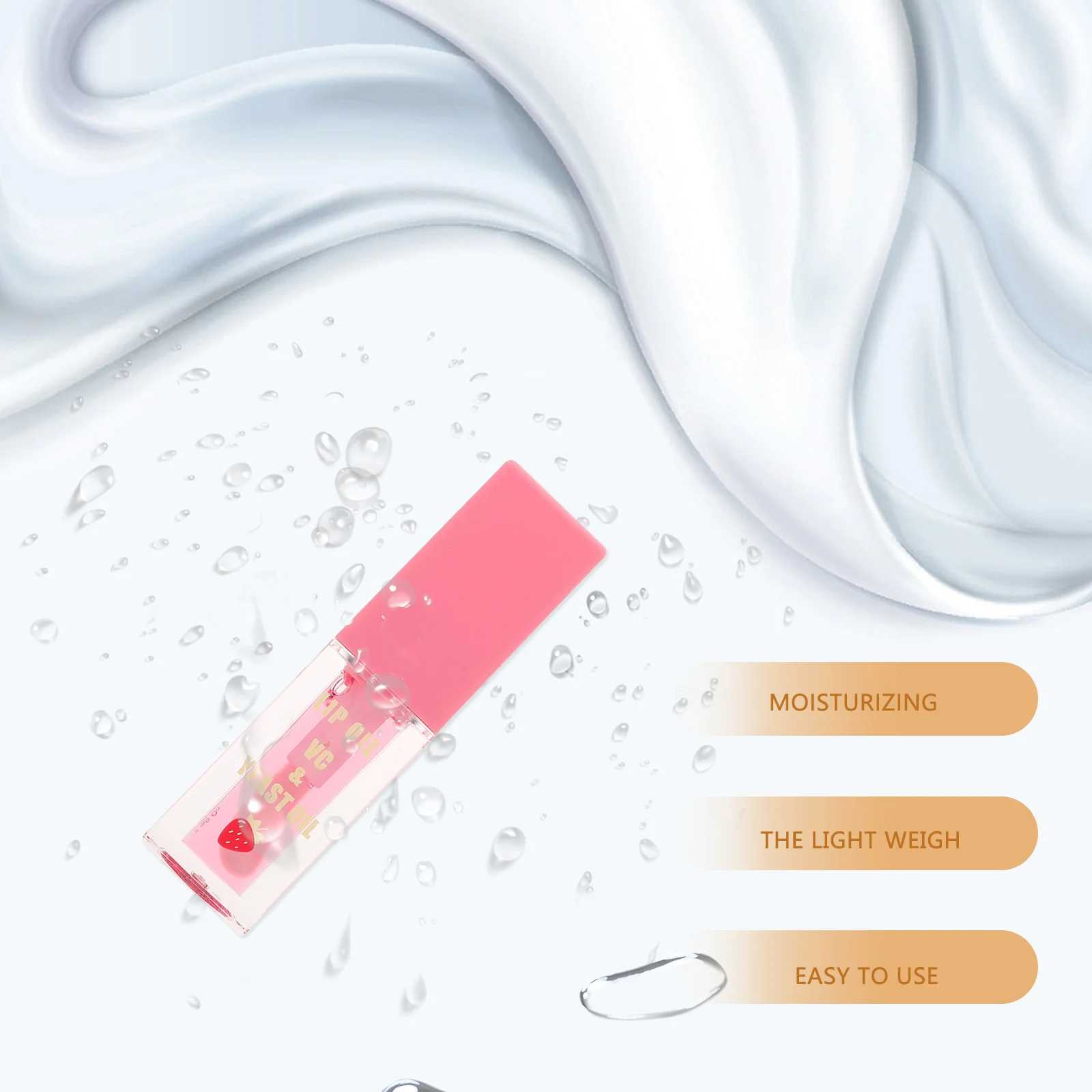 Fruity Mirror Surface Lip Gloss with Sponge Applicator Smooth Non-Stick Formula Complements All Skin Tones Ideal for Dating and