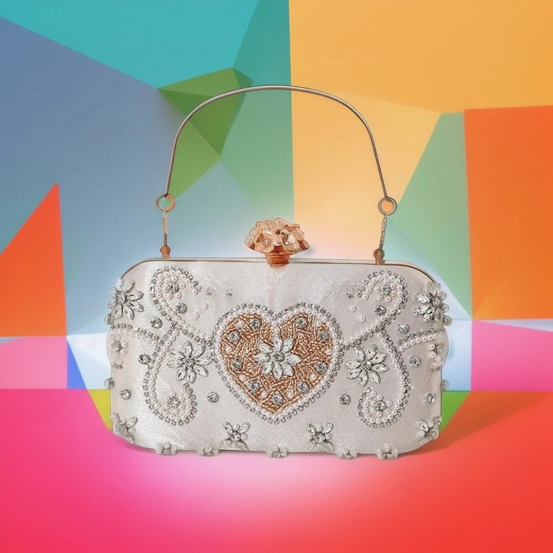 Vintage Handmade Beaded Diamond Dinner Bag Banquet Encrusted Celebrity Dress Portable Messenger Clutch Bag Hand Bags For Ladies
