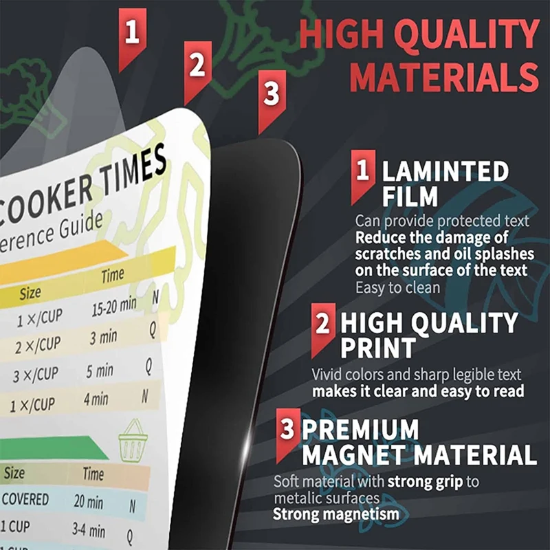 Air Fryer Accessories Cooking Time,Air Fryer Magnetic Cheat Sheet,Air Fryer Chart,Cooking&Frying Quick Reference Guide