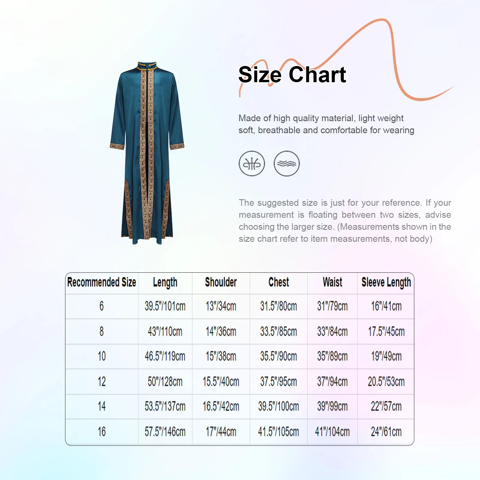 Elegant Islamic Thobe for Boys Gold Embroidery And Stand Collar Robe Perfect for Eid Festival And Religious Ceremonies
