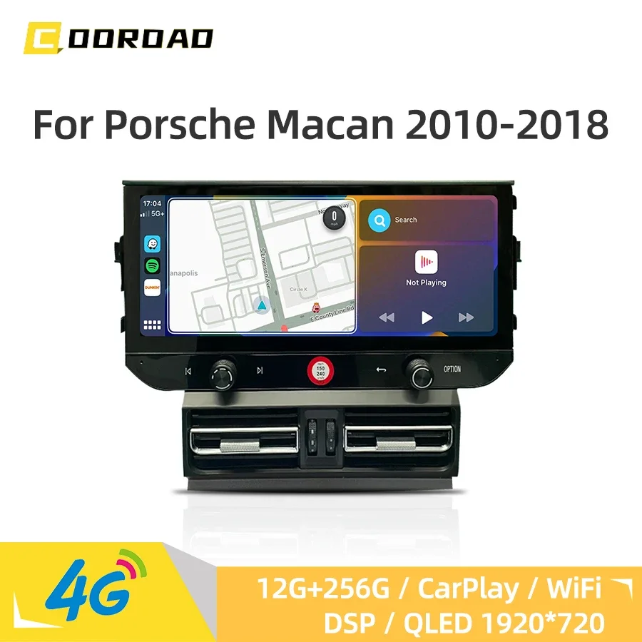 Radio de coche estéreo Android 14.0 de 12G y 256GB para Porsche Macan 2010-2018 con CarPlay, 4G, WiFi, Bluetooth, GPS, navegación y reproductor multimedia