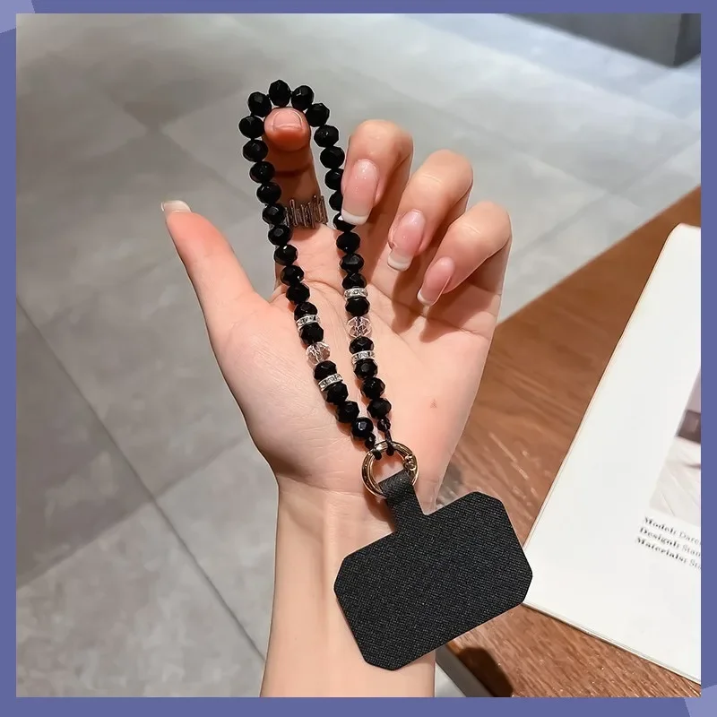 أو الهاتف الخليوي قصيرة الحبل حزام قلادة على الهاتف المعصم سلسلة صغيرة الطازجة كريستال سلسلة بدلاية الخرز مكافحة خسر قلادة #5