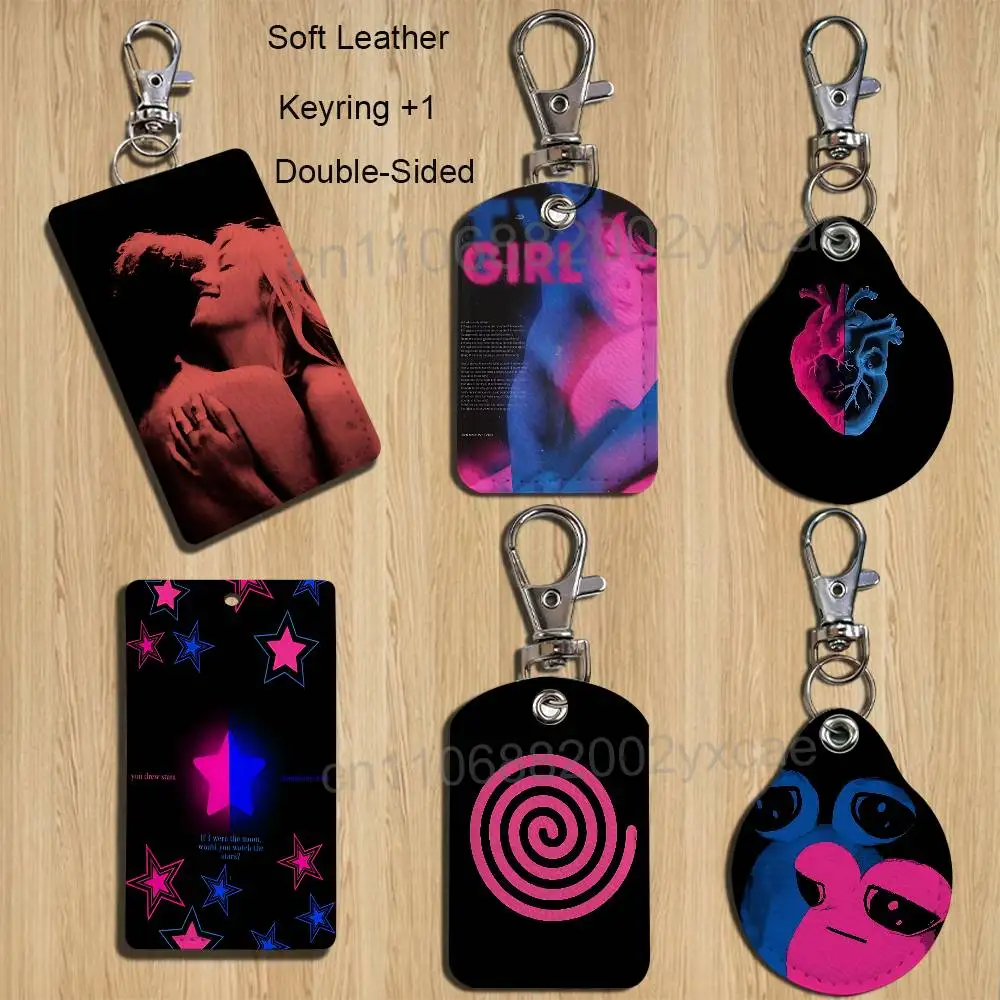 

band cool TV Girl Keychain Holder Suitable For Subway Bank Card Bus Card Case Badge Holder Wallet Card Textured pattern