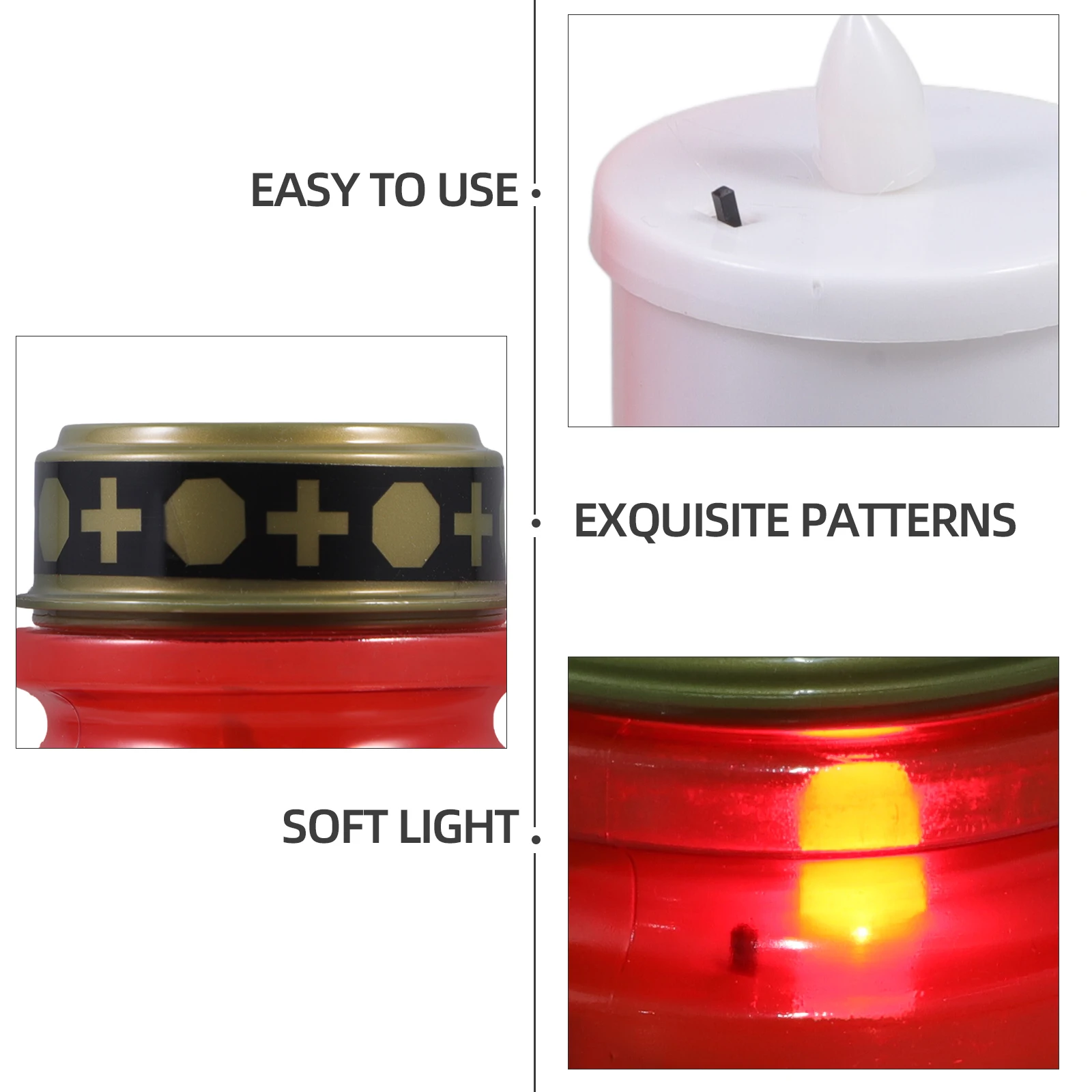 

Electronic C LED Cross Flameless Taper C Plastic Pp Light Church Grave Lamp L Lighting Outdoor Decorations