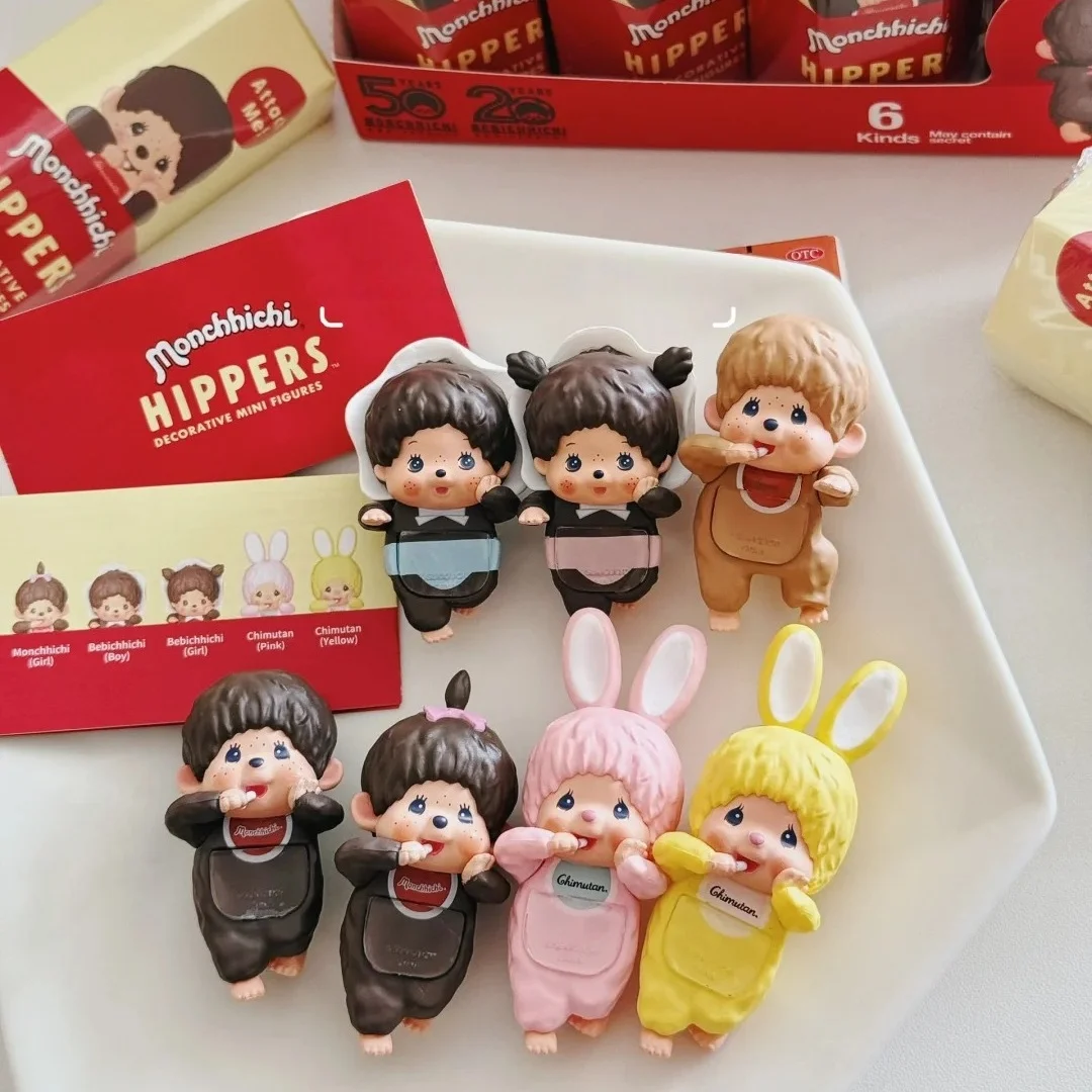 

Genuine Monchhichi Co-Branded New Hippers Prone Blind Box Mini Figures Tide Play Car Ornaments Decorations Girls Toys Gifts