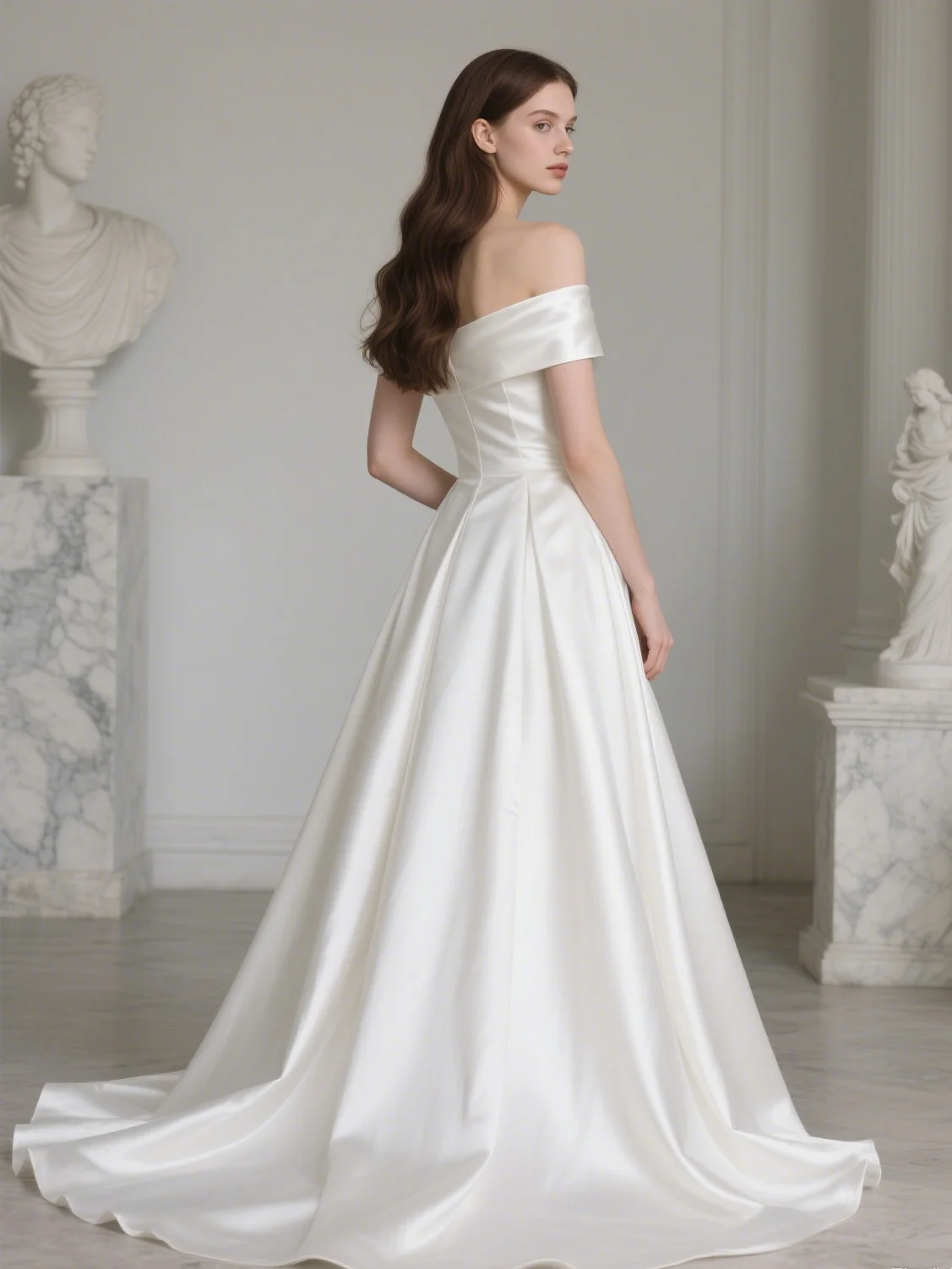 エレガントでモダンなマーメイドフォーマルウェディングドレス、オフショルダーラッフル、コートトレーン、キャップスリーブ、サテンブライダルガウン2025、無料カスタマイズ