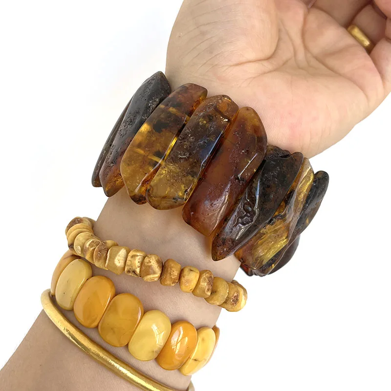 Yoowei Baltic Medical Amber Bracelet for Unisex Original Handmade Fashion Diy Healing Yellow Amber Jewelry Accessories Wholesale