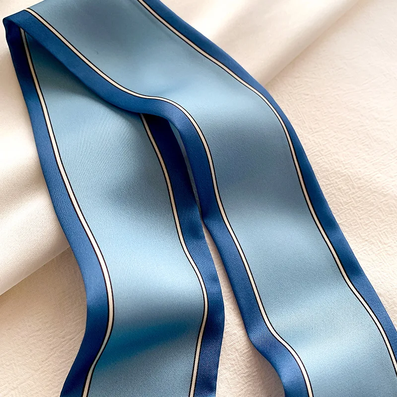 Frühling/Sommer Einfarbiges Band-Outdoor-Tuch 6*115cm Dekoratives Langes Stirnband Damen-Satin-Halstuch – Detail 8