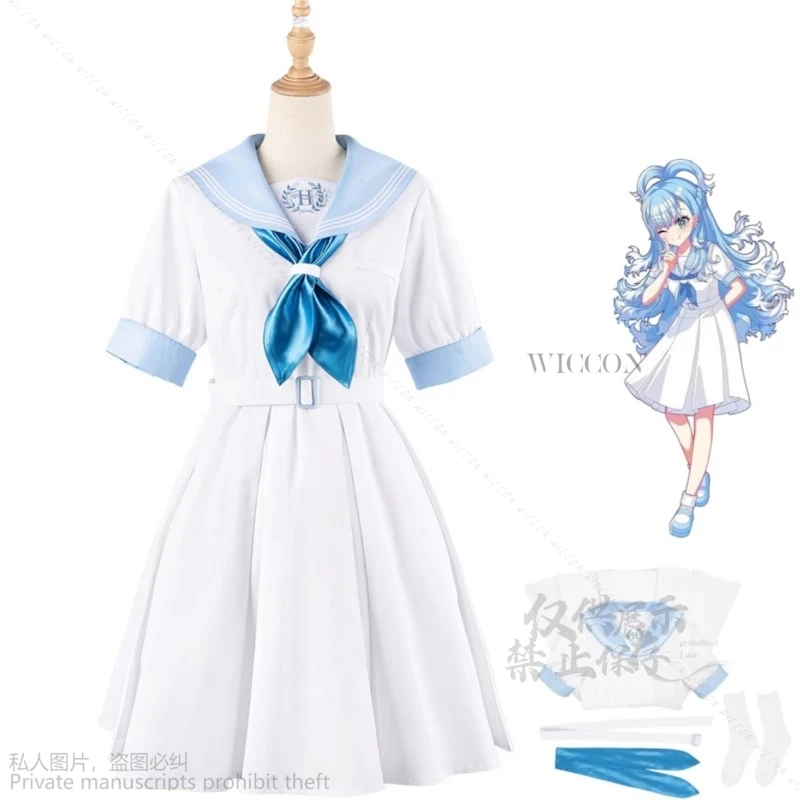 Vtuber Tokoyami Towa Yukihana Lamy Cosplay Costume HoneyWorks Member White Blue Dress School JK Uniform Woman Lovely Party Suit