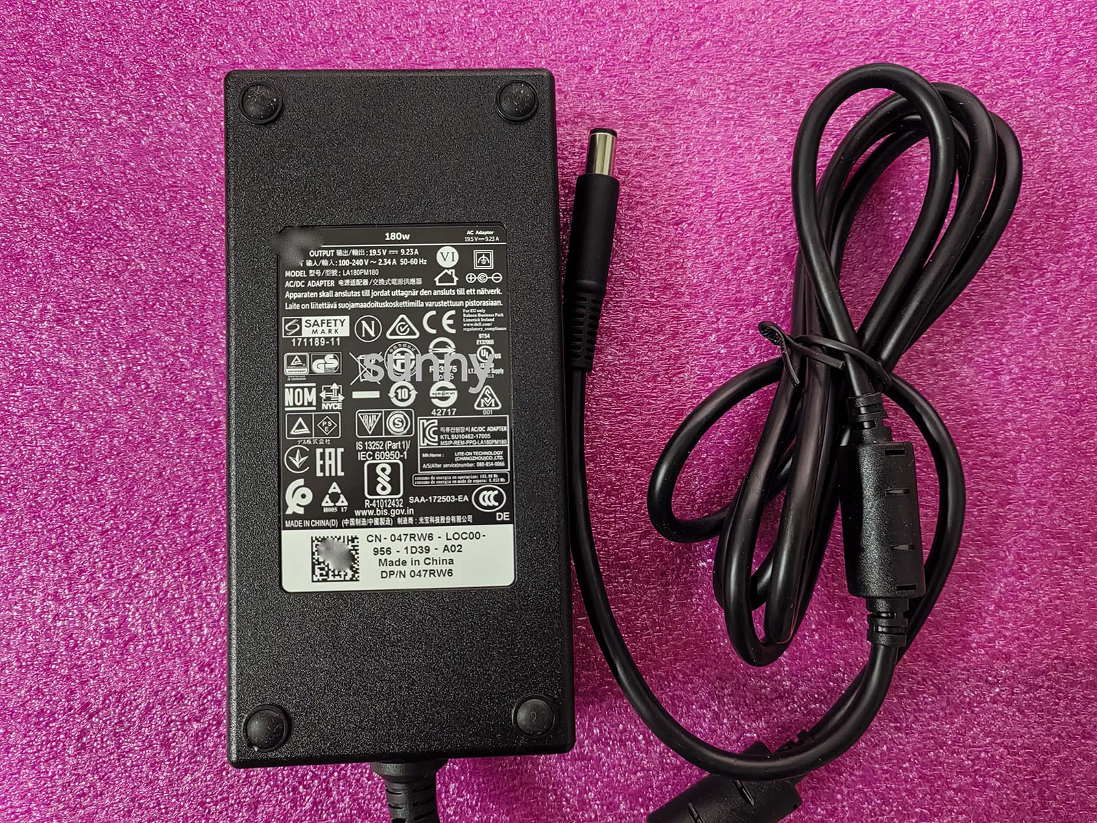 

NEW OEM 19.5V 9.23A 180W Adapter LA180PM180 DP/N:047RW6 REV:A02 171189-11 For Dell G15 5515 RTX3050Ti Gaming Laptop