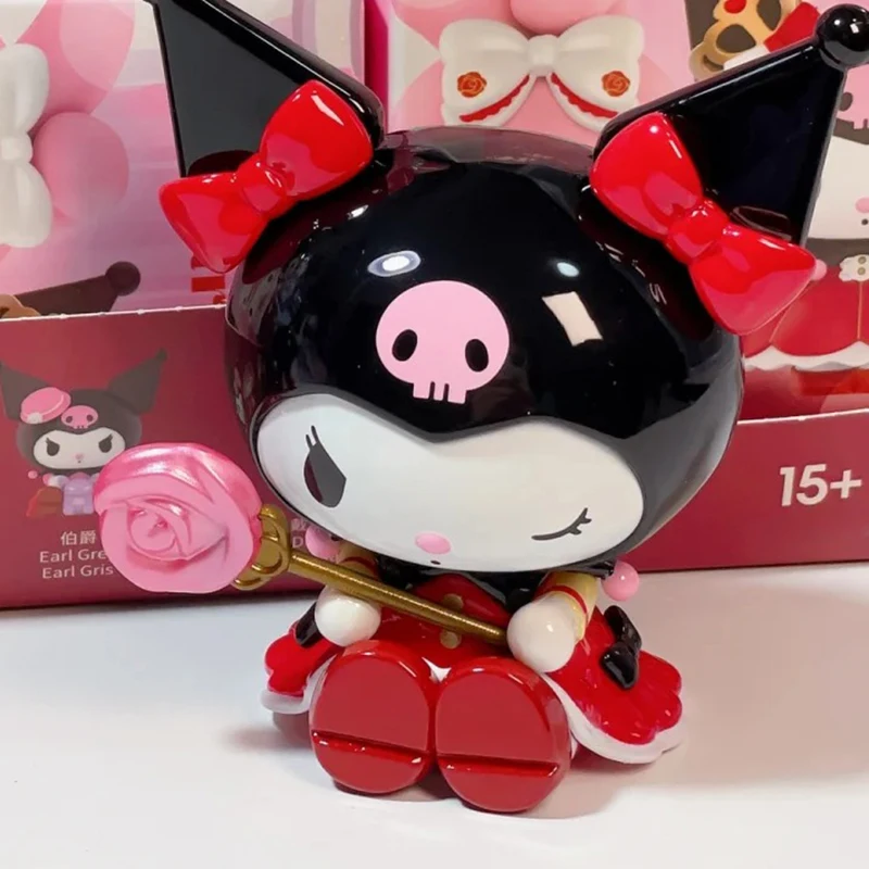 Sanrio อนิเมะเมโลดี้ Kuromi กล่องตาบอดชุดกุหลาบและเอิร์ลของสะสมตุ๊กตาขยับแขนขาได้พีวีซีโมเดลตุ๊กตาของเล่นของขวัญสำหรับเด็ก