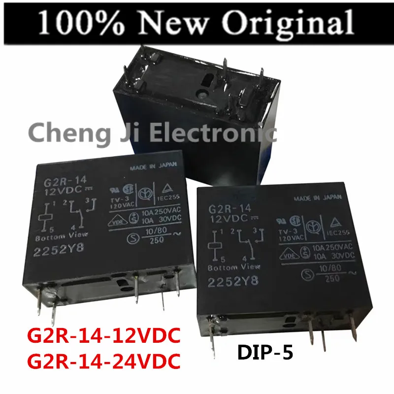 5-10PCS/Lot G2R-14-12VDC G2R-14-24VDC DIP-5 Relay, one on and one off, 5-pin 10A