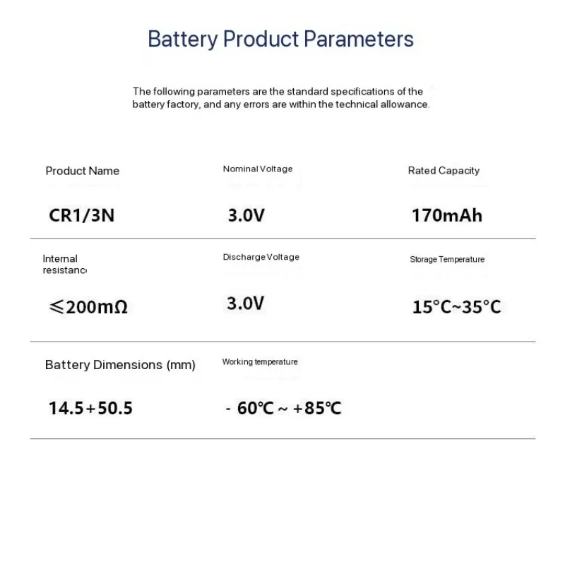 3V 170mAh CR1/3N Lithium Battery Compatible with DL-1/3N CR-1/3N CR13N for Camera Laser Sight Dog Training Collar