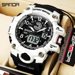 SANDA Luxury Men Wristwatches Luminous Sport Man Watch Waterproof Digital Display Military Quartz Male Clock Relogio Masculino