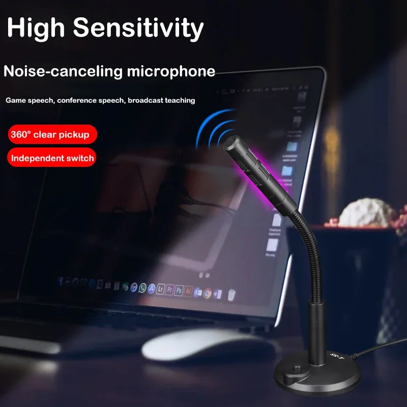Mini microfone usb para desktop, computador, pc, youtube, streaming, podcasting, jogos, notebook, áudio