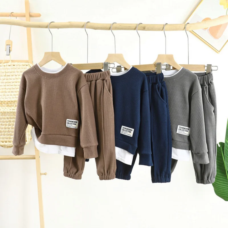 

Spring Toddler Baby Boy Girl Clothing Sets Thick Kids Sweatshirt Clothes Girls Fleece Pullover Top+ Pant Sport Suits in Autumn