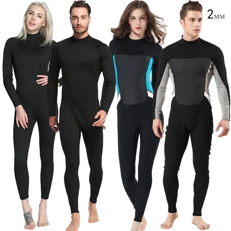 Combinaison de plongée sous-marine une pièce trempée pour hommes et femmes, maillot de bain de plongée en apnée, combinaison de surf, 2mm