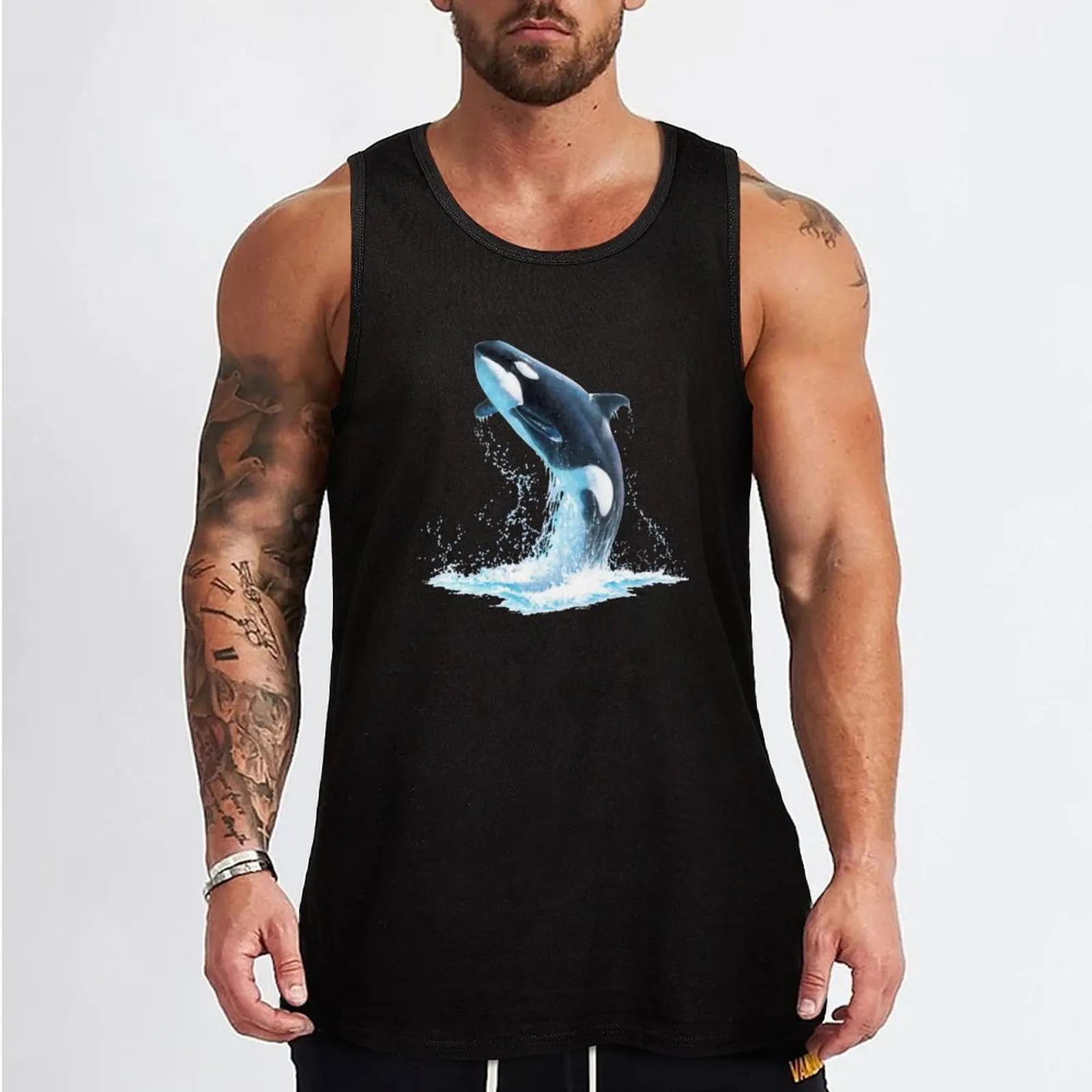 Orca Whale Tank Top gym clothes for man gym clothes men Japanese t-shirt