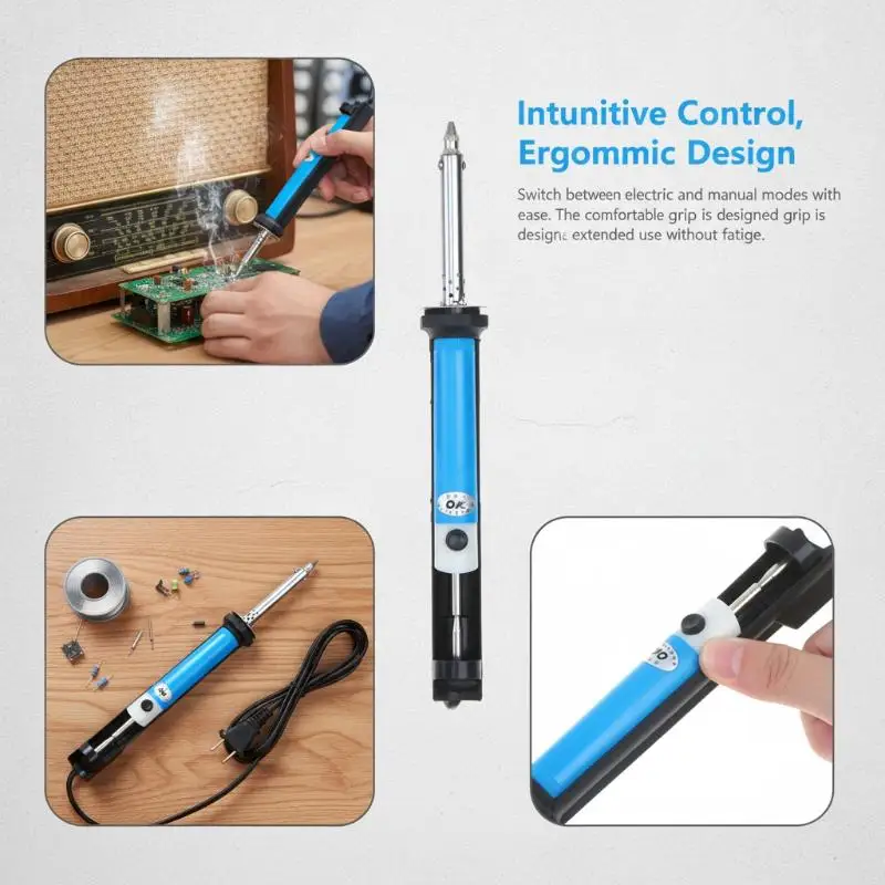 Ergonomic Electric Desoldering Pen AC 220V Anti-Scald PCB Solder Welding Tool US/EU Plug for Lab Electronic Maintenance Work