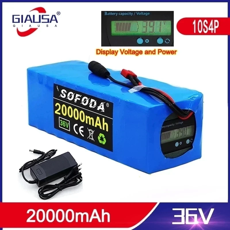 

36V battery 10S4P 20Ah battery pack 1000W high power battery 42V 20000mAh Ebike electric bicycle BMS Capacity Indicator+charger