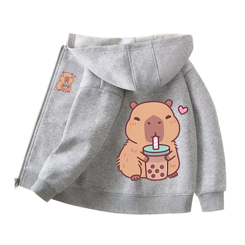 Capybara Zipper Hoodies Mäntel Mädchen junge Sweatshirt Kleidung Herbst Winter Langarm Harajuku Pullover Casual Mit Kapuze Tops Geschenk