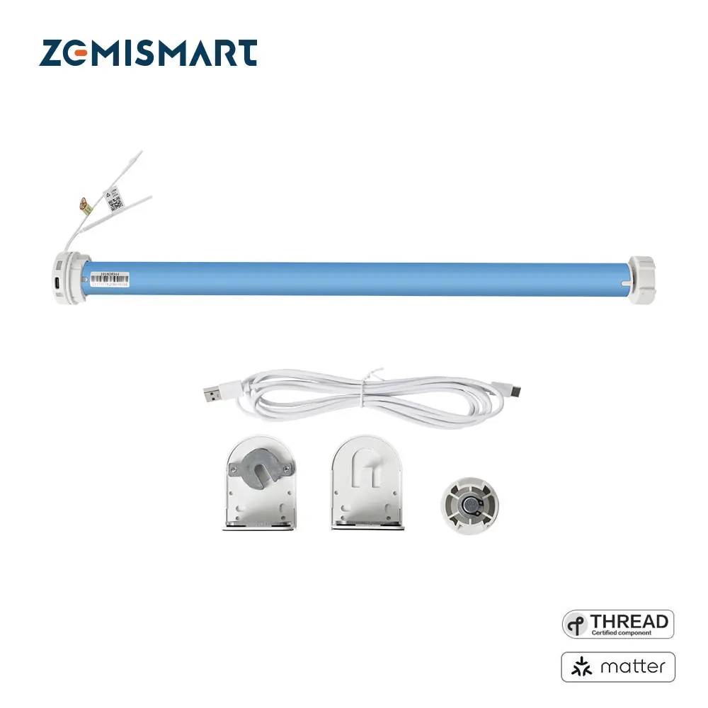 

Zemismart Matter Over Thread Smart Rechargeable Roller Shade Blinds Motor for 38mm Tube Google Home App Smartthings App Control