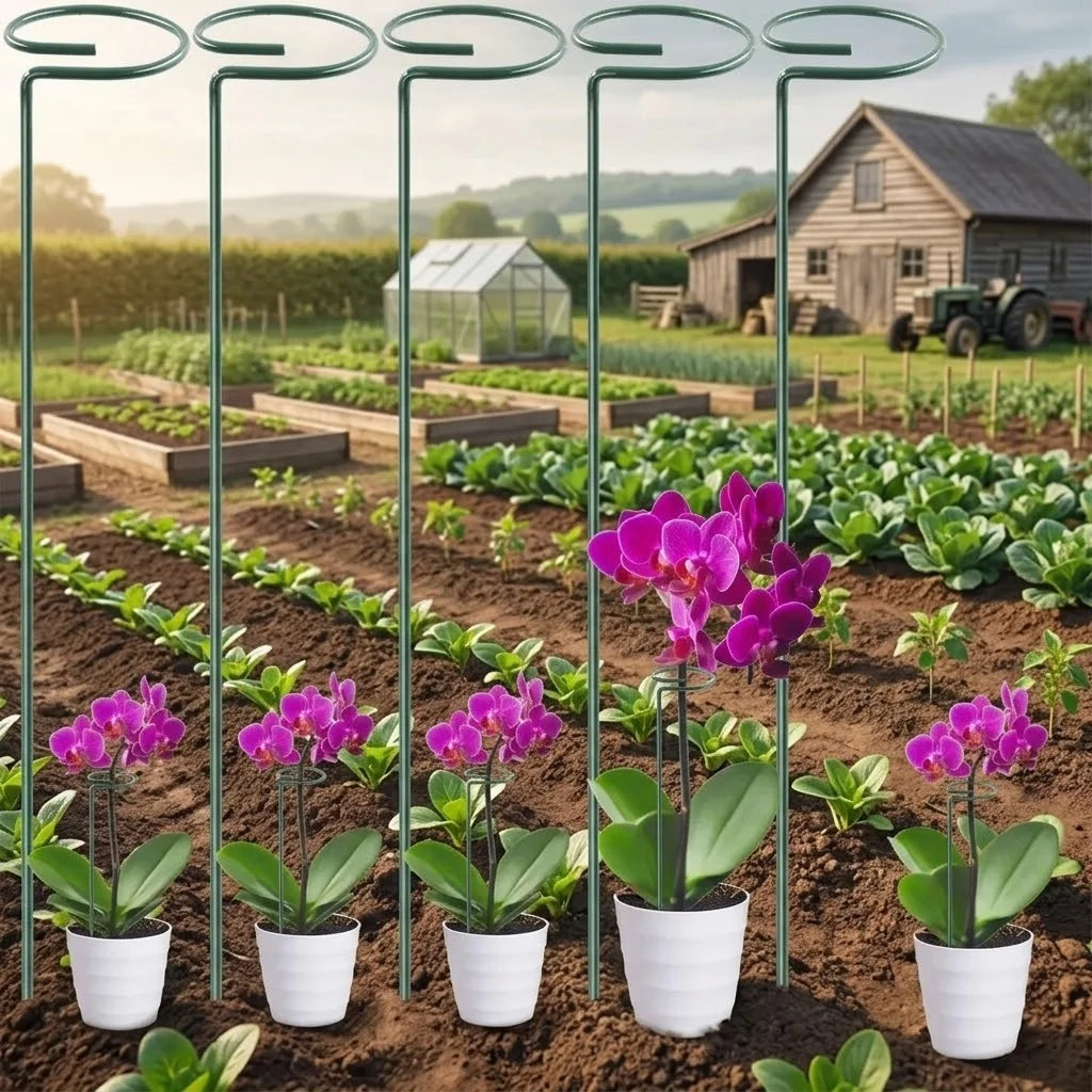 

Металлическая длинная опорная стойка для садовых растений, подставка для бонсай, кольцевая опора для растений, колышек для поддержки растений